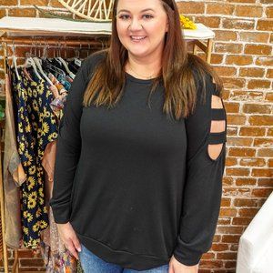 Ladder Cut Out Long Sleeve Top